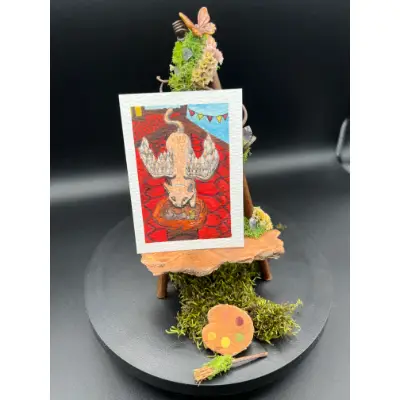 "Menace on the Rooftop" Original ACEO — Watercolor & Archival Ink with Metallic Watercolor Detail aceo art card thumbnail 2