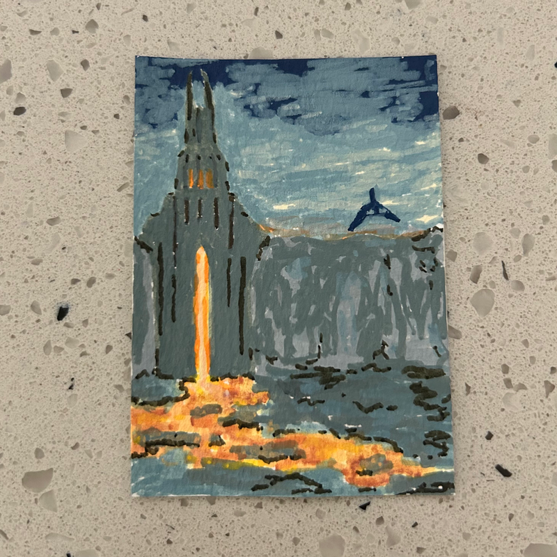 ACEO Original Mustafar SW Painting Set 2.5 x 3.5 Acrylic Marker one of three aceo art card