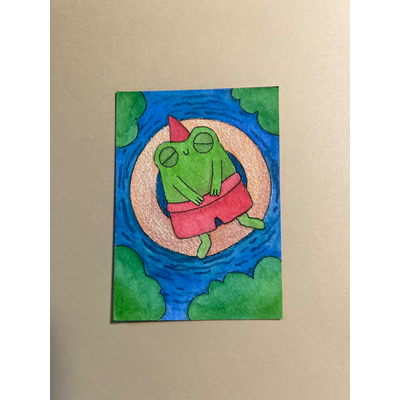 Lazy river aceo art card thumbnail 1