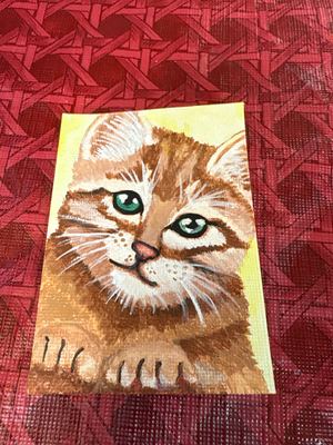 Ginger tabby kitten aceo art card thumbnail 2