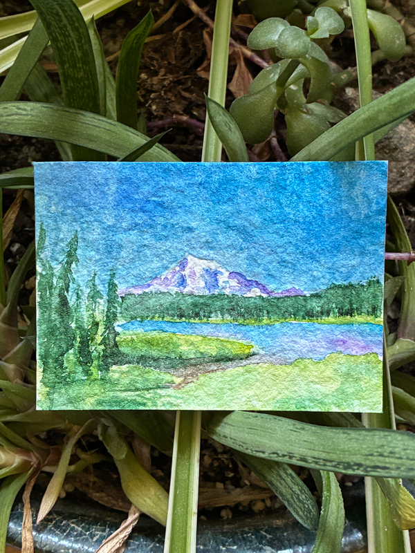 Mount Rainier from Bench Lake aceo art card