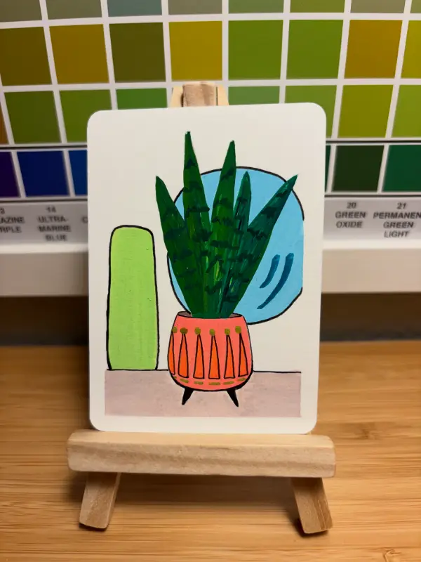 Snake Plant MCM aceo art card
