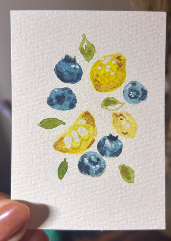 blueberry lemon aceo art card