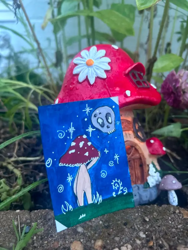 "Gloomy & The Skully Moon" aceo art card