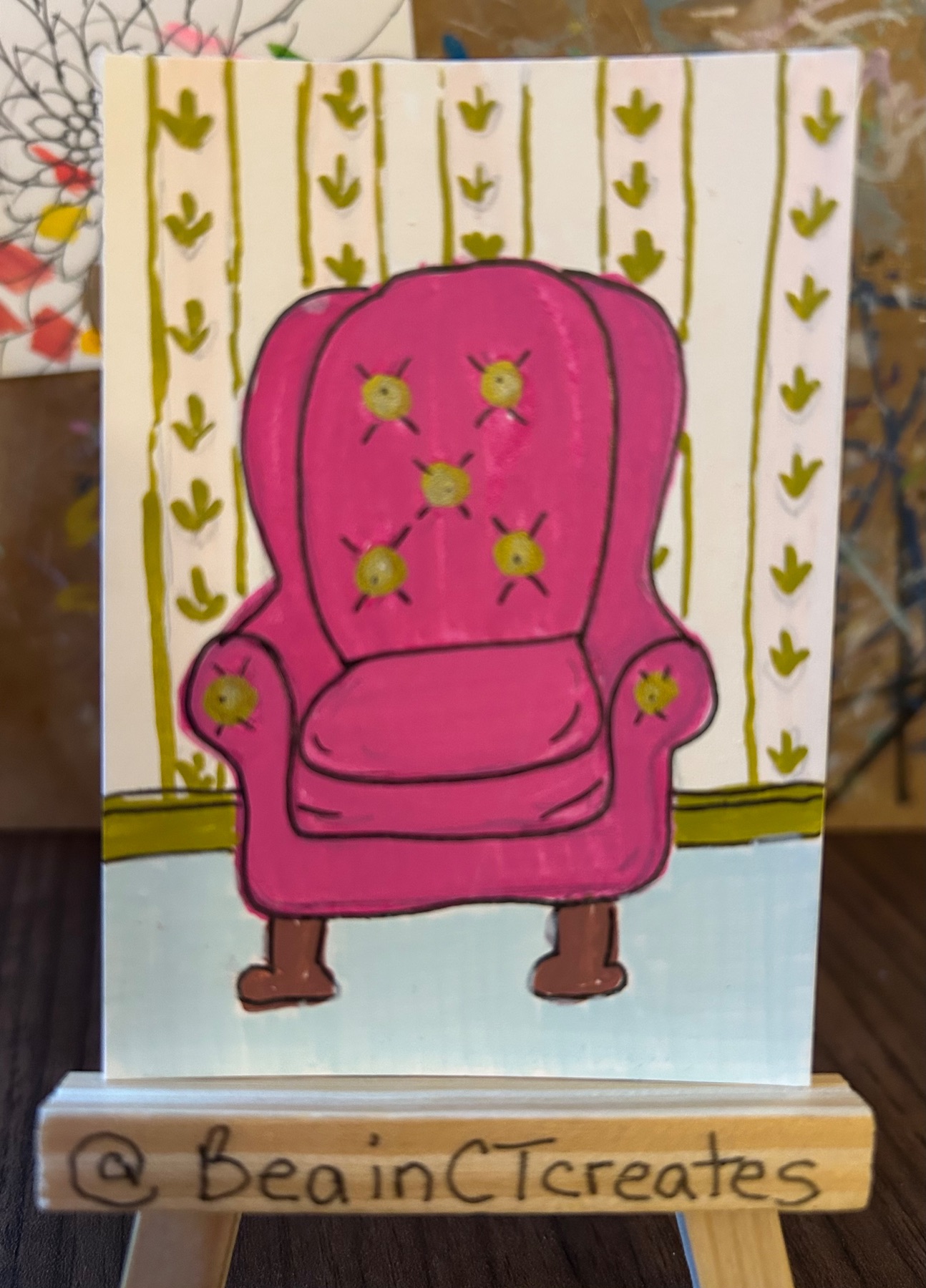 The best reading chair aceo art card