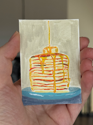 Stack of pancakes aceo art card thumbnail 2