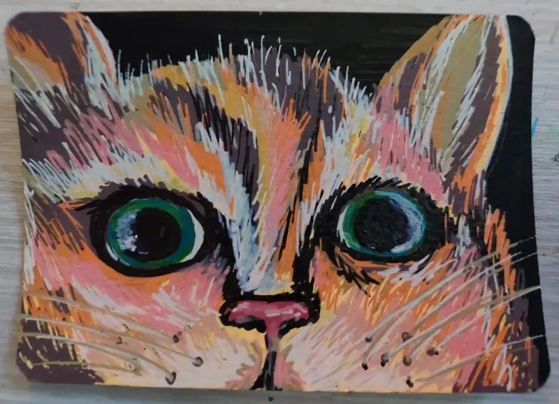 Up Close and Purrsonal aceo art card