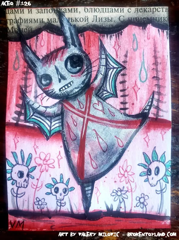 Broken Toyland ACEO ATC #126 ooak original aceo art card