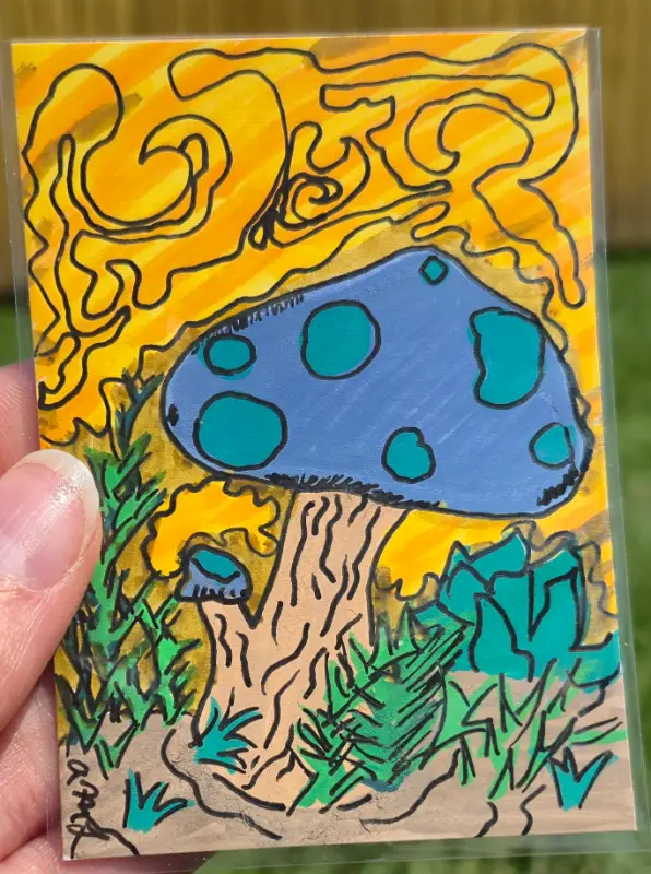 Cartoon Mushroom aceo art card