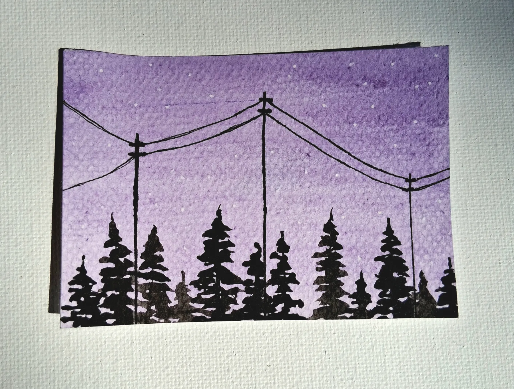 Untitled Lavender Landscape aceo art card