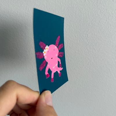 Original Floral Axolotl ACEO | Petals & Gills #2/3 aceo art card thumbnail 2