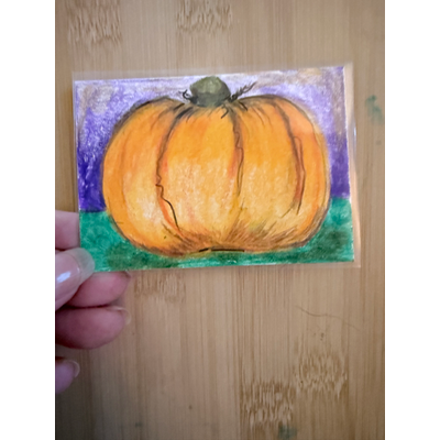 Fall pumpkin aceo art card thumbnail 2