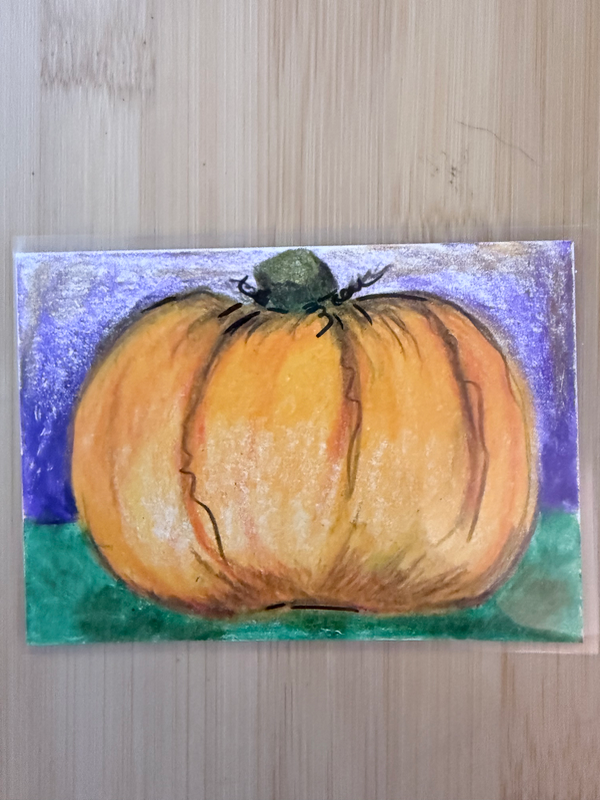 Fall pumpkin aceo art card