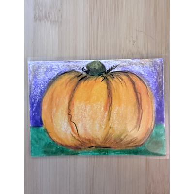 Fall pumpkin aceo art card thumbnail 1