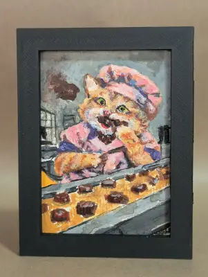 Mewcy Can Handle It aceo art card thumbnail 1