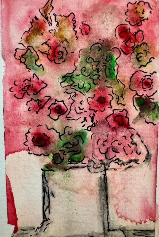 Contrast Floral Study aceo art card