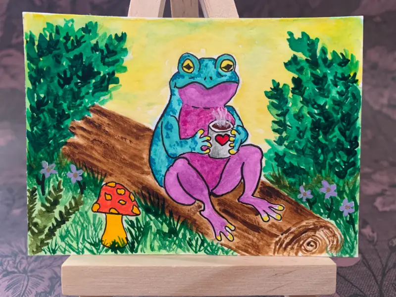 Finn's Morning Coffee aceo art card