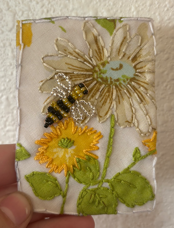 Beaded Bumblebee aceo art card