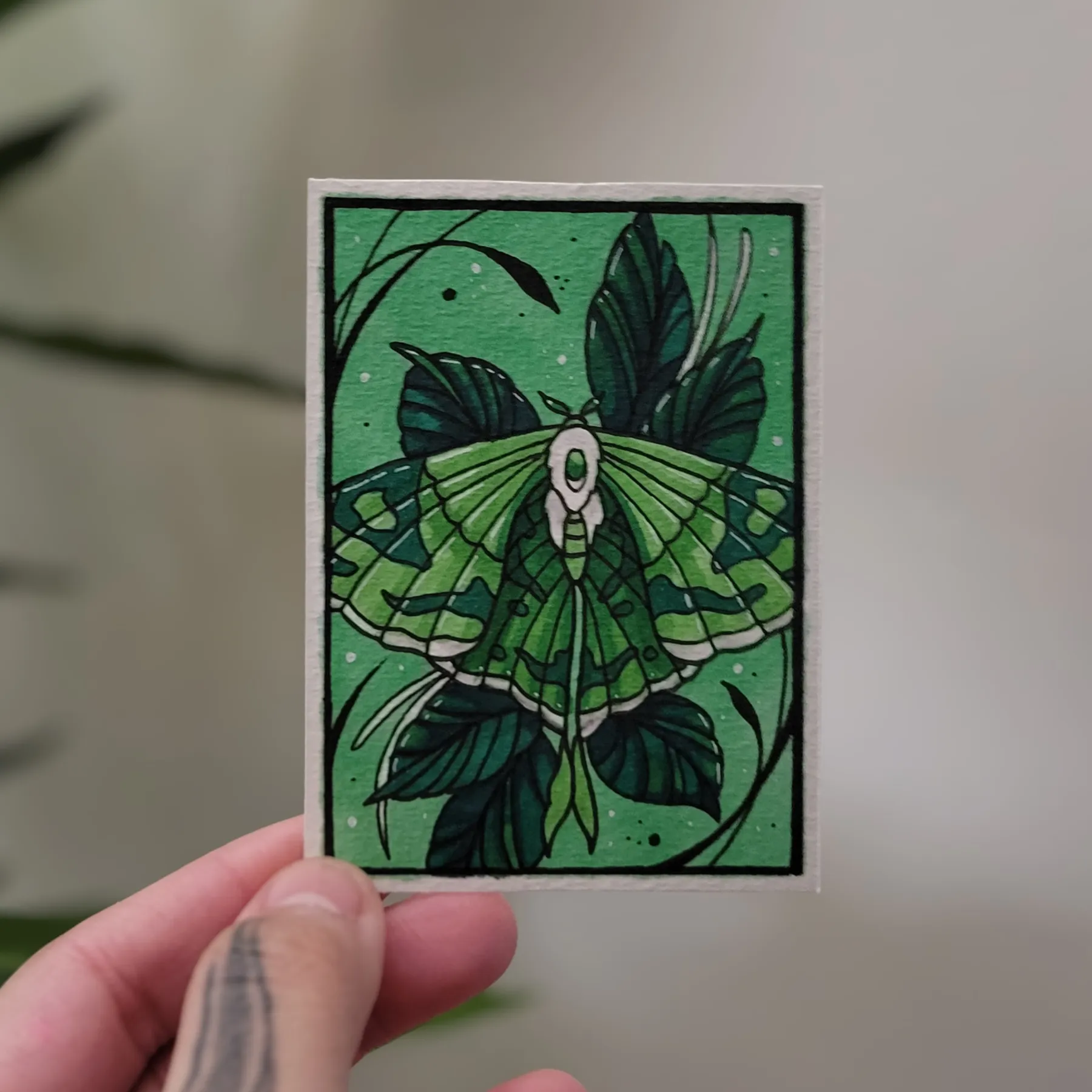 Earthy Moth aceo art card