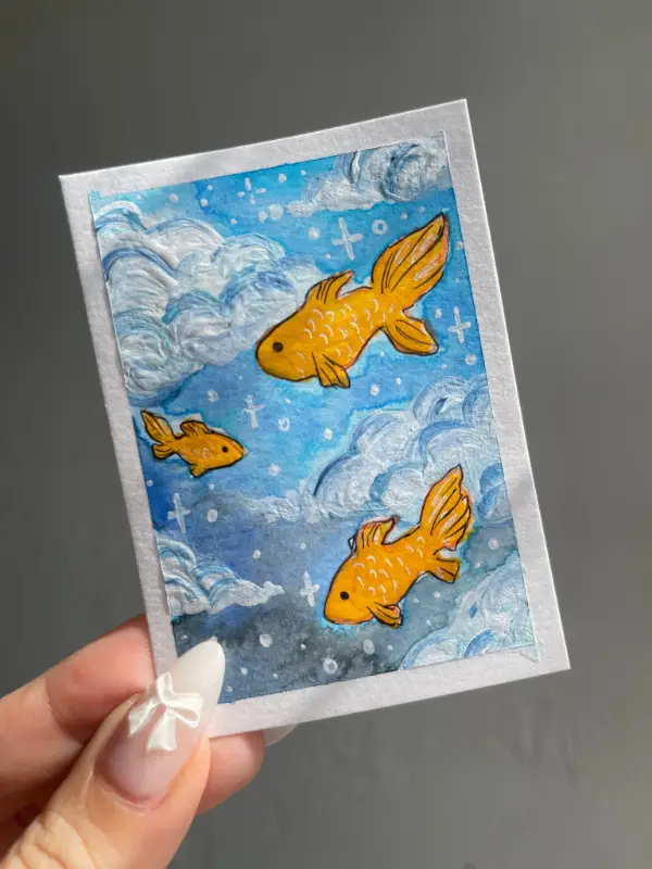 Goldfish Sky aceo art card