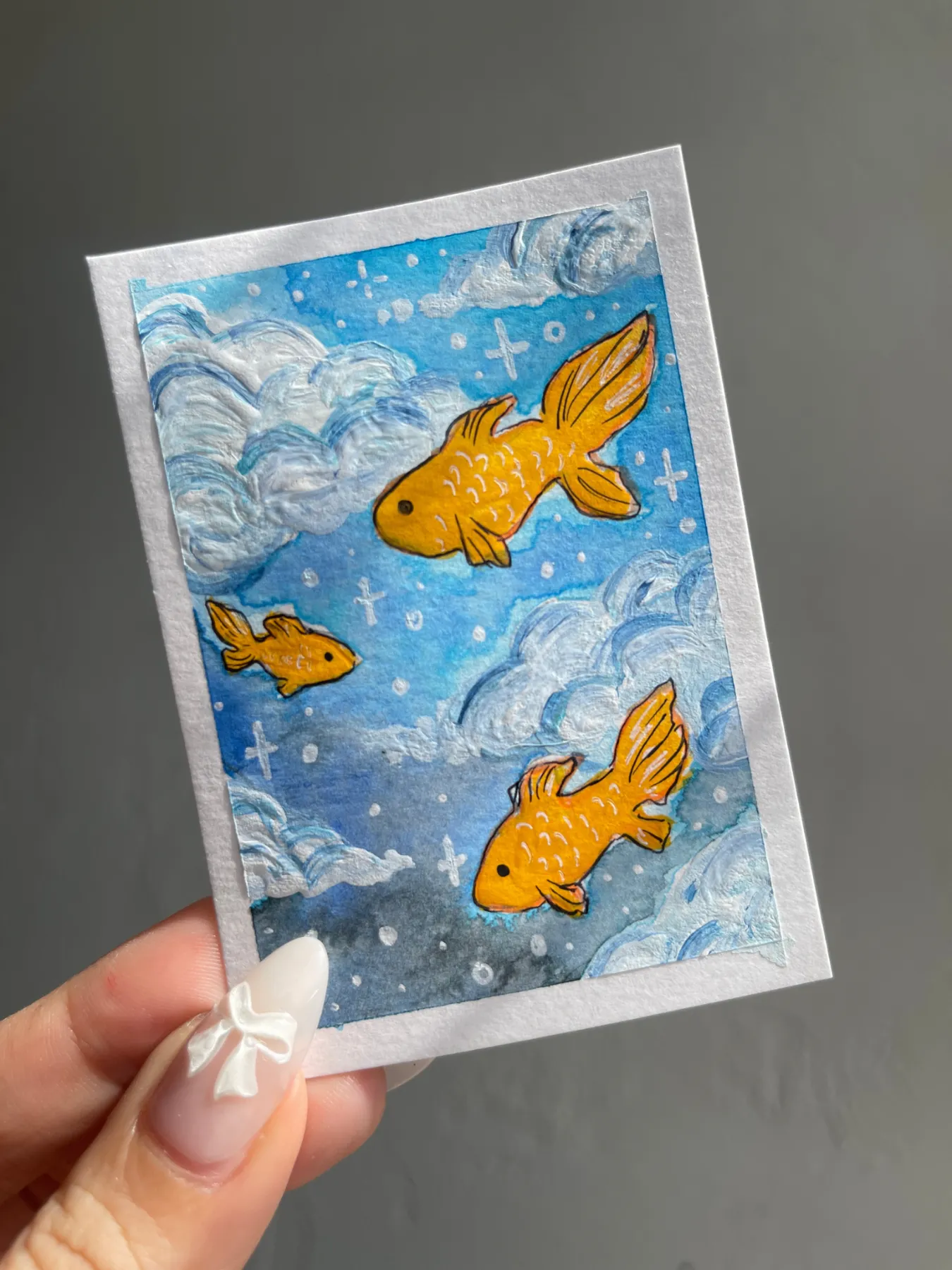Goldfish Sky aceo art card