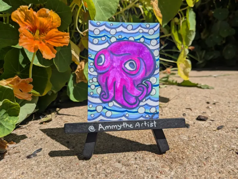 Purple Dumbo squid discovered in 2016 aceo art card