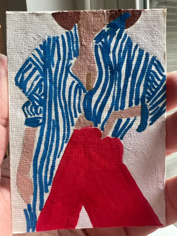 Striped Shirt - #1 in striped series aceo art card