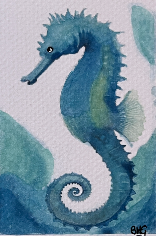 Seahorse 2 aceo art card