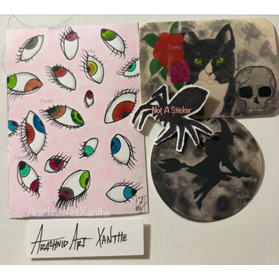 BEING WATCHED |COPIC markers, colored pencils aceo art card thumbnail 3