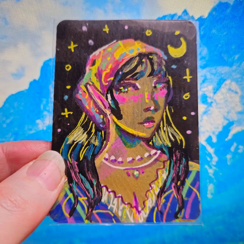 Rainbow Headscarf aceo art card