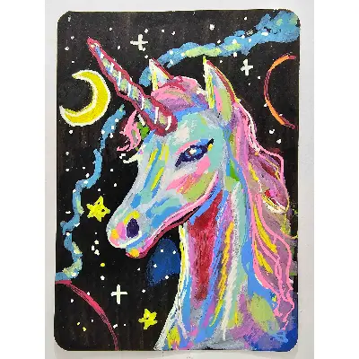 Rainbow Unicorn aceo art card thumbnail 2