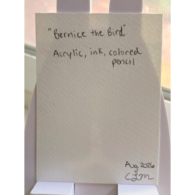 Bernice the Bird aceo art card thumbnail 2