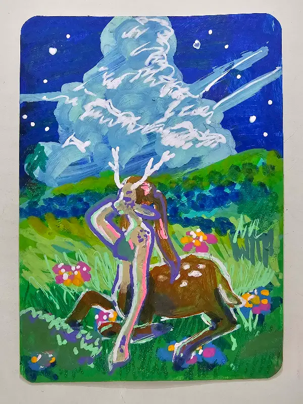 Resting Centaur aceo art card