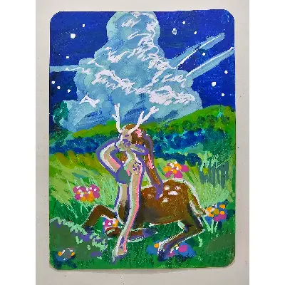 Resting Centaur aceo art card thumbnail 1