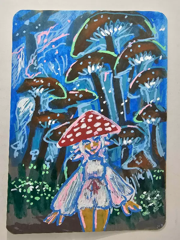 Stroll Through Mushroom Forest aceo art card