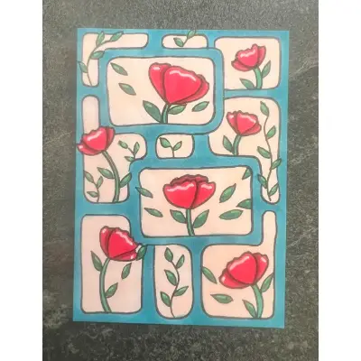 Flowers and Leaves Drawing - Botanical Art, Floral Modern and Abstract Drawing, Nature Lover Gift aceo art card thumbnail 1