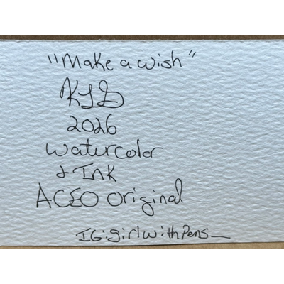Make a Wish — Watercolor & Ink (ACEO) aceo art card thumbnail 2