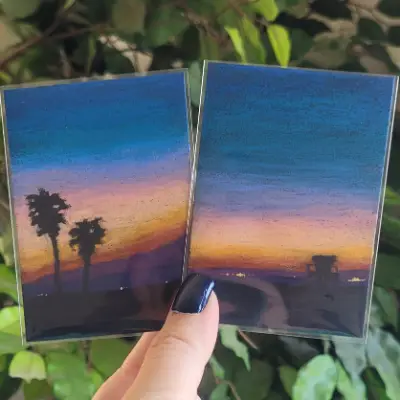 Sunset Beach Silhouette 01 aceo art card thumbnail 4