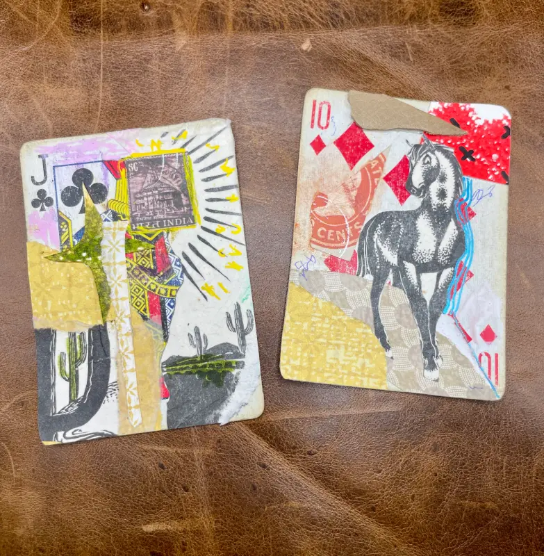 Set of 2 Collage ACEOs | Original Multimedia Art Cards aceo art card