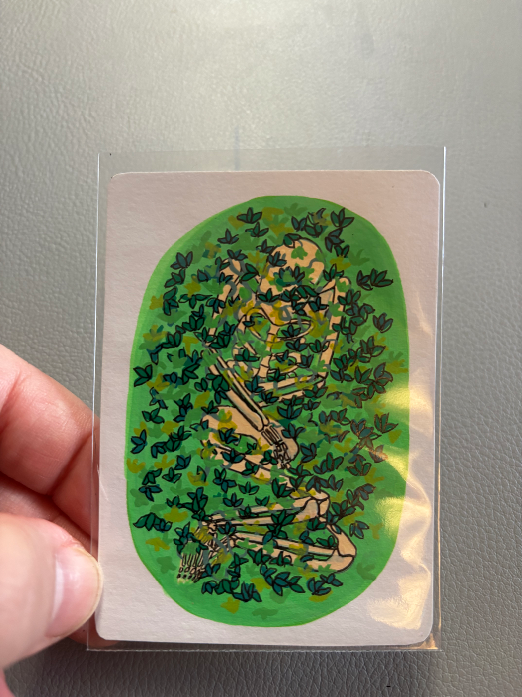 Floral Skelly 7 aceo art card