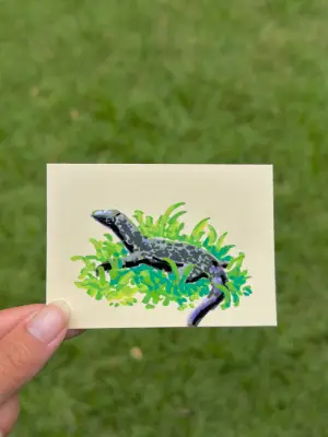Monitor Lizard Lounging aceo art card thumbnail 1