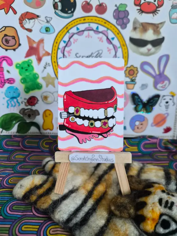 "Smile" Toy, Whimsical aceo art card