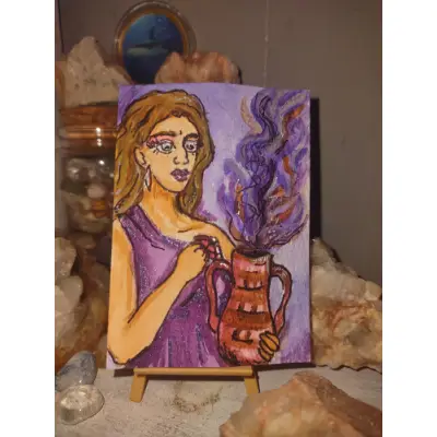 ACEO Original Artwork, Pandora, Greek Mythology, Women, Portrait, watercolors aceo art card thumbnail 1