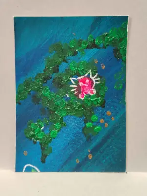 Color Cat- Red Peaking aceo art card thumbnail 1