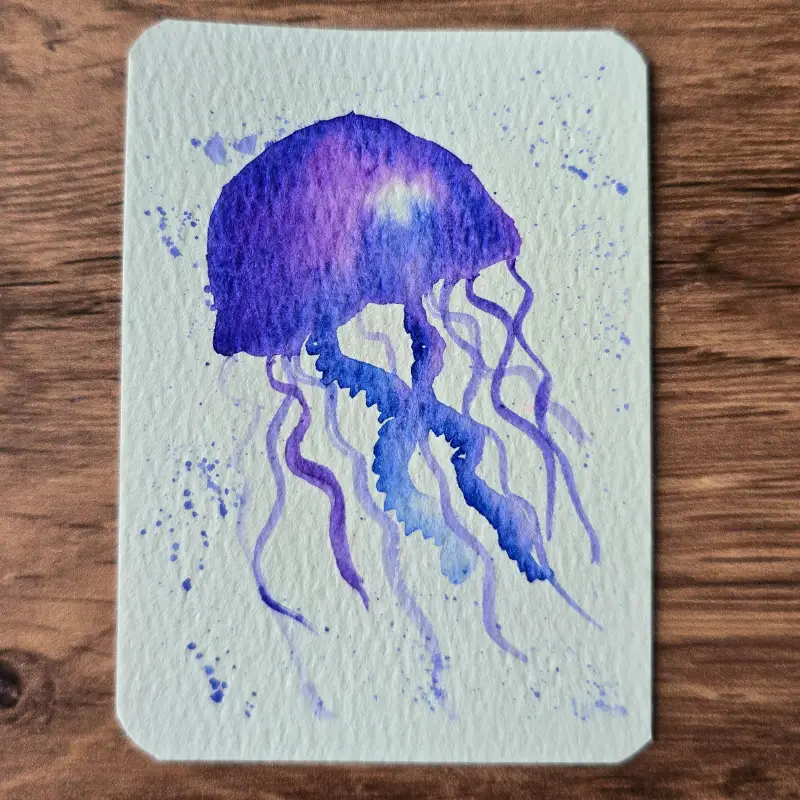 Jellyfish Swims aceo art card