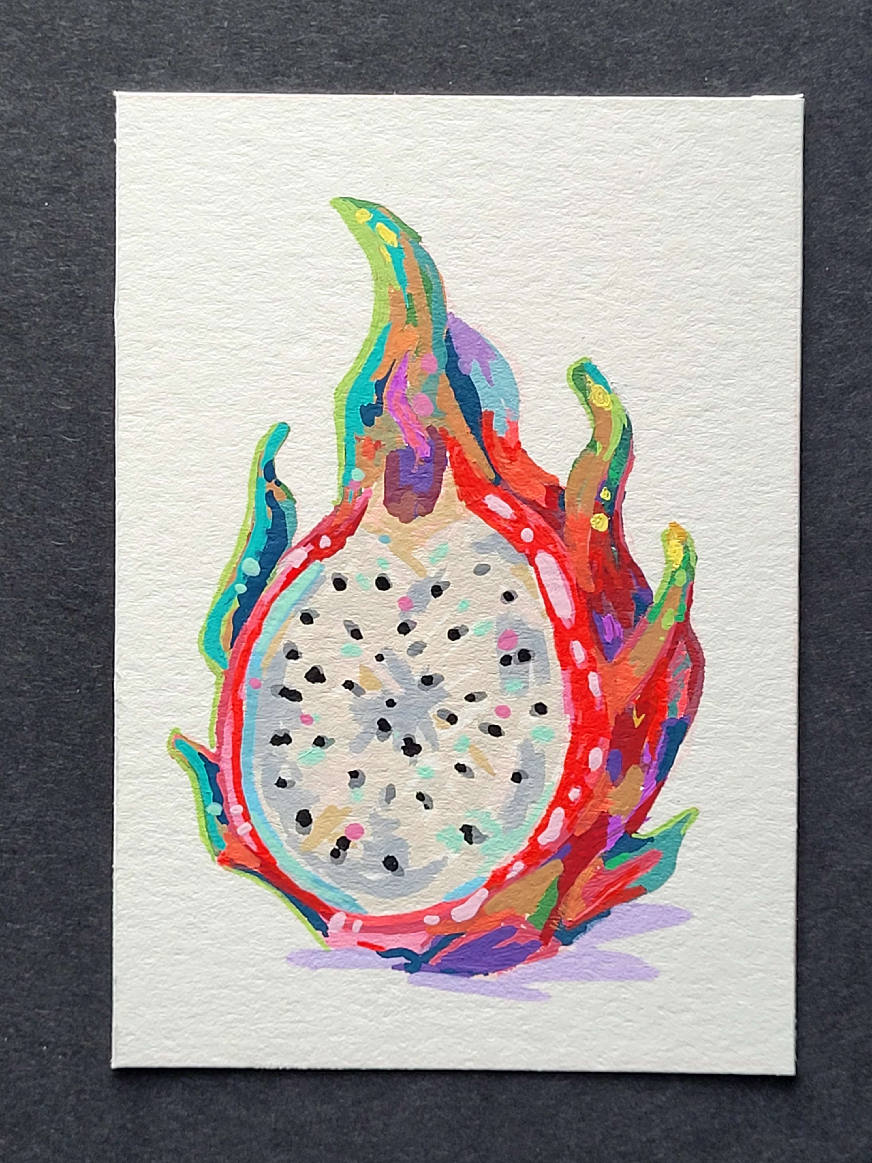 Summer Snack Fruit - Dragon fruit snack aceo art card
