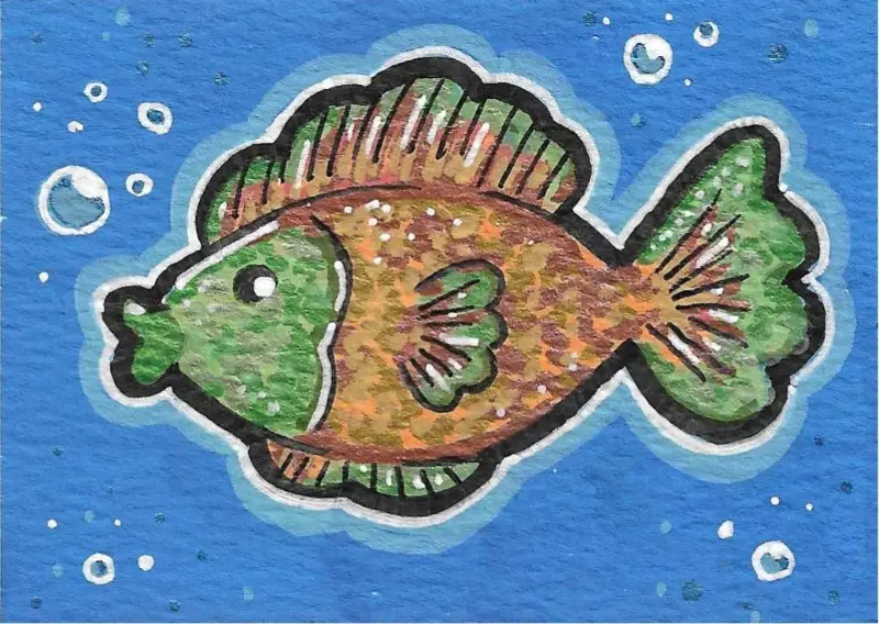 Shiny Fish aceo art card