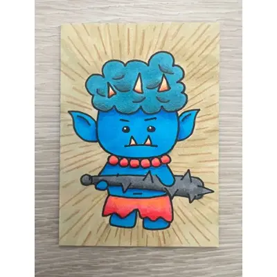 Tofu Kozo Yokai ACEO Original Art — Japanese Folklore Miniature Painting aceo art card thumbnail 2