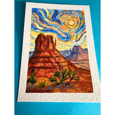 Southwest Starry Skies aceo art card thumbnail 3