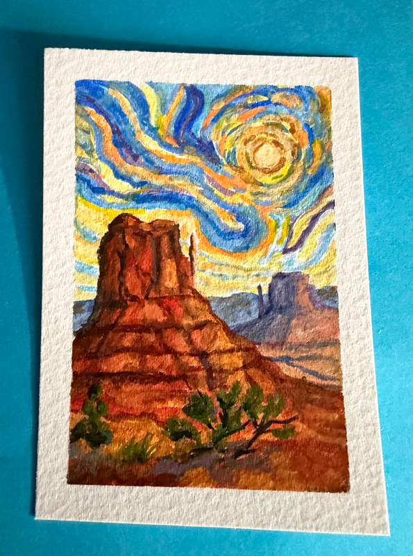 Southwest Starry Skies aceo art card